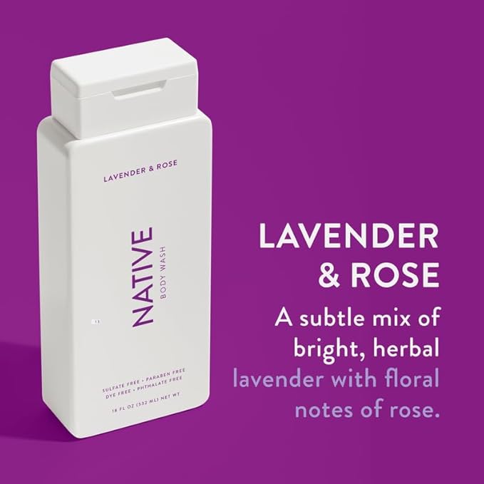 Native Body Wash Contains Naturally Derived Ingredients | for Women & Men, Sulfate, Paraben, & Dye Free Leaving Skin Soft & Hydrated |Coconut & Vanilla, Lavender Rose, & Cucumber Mint, 18 oz Pack of 3-BrightBean Baby