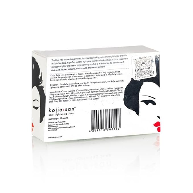 Kojie San Face & Body Shower Set - The Original Kojic Acid Soap, Dark Spot Remover Bar Soap with Coconut & Tea Tree Oil – 65g x 8 Bars with Leafa Soap Net, Brush and Soap Dish-BrightBean Baby