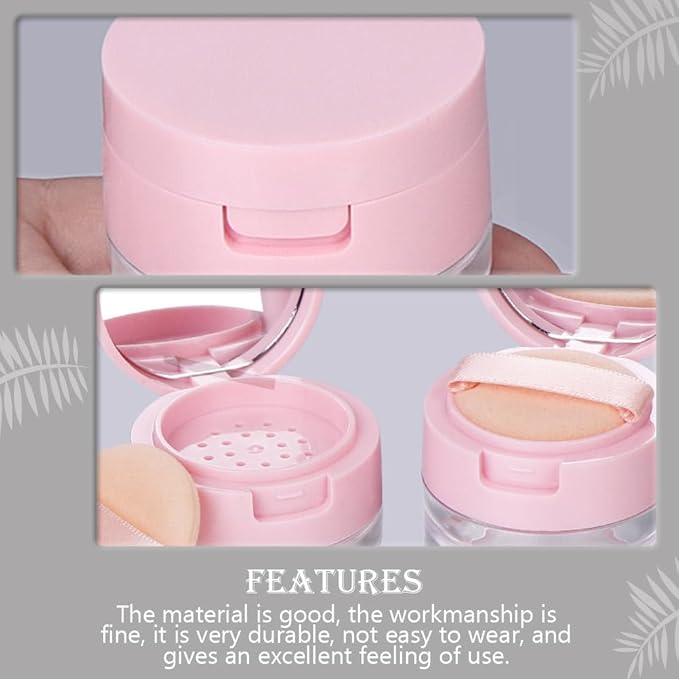 minkissy 2 Sets Powder Box Mini Containers Loose Cosmetic Cases for Traveling Foundation Makeup Powder Women Cosmetic Supply Powder Case Bulk Makeup Pink Flash Body Powder 3g Abs-BrightBean Baby