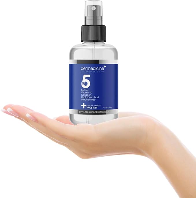5 in 1 Super Charged Anti-Aging Face Mist w/Retinol, Vitamin C, Collagen, Hyaluronic Acid & Niacinamide | Hydrates, Refreshes & Brightens for a More Glowing Complexion | 4 fl oz, 120 ml-BrightBean Baby