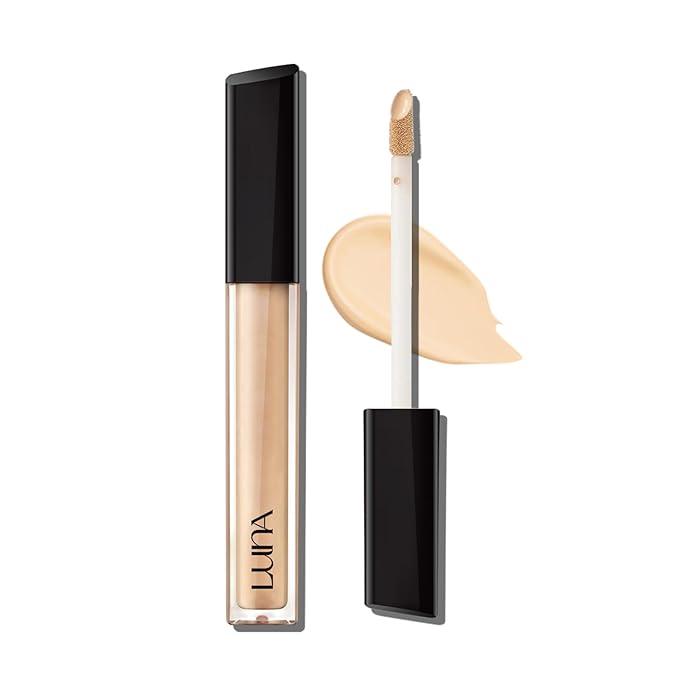 LUNA Long-Lasting Tip Concealer Cover-Fit (#02 Beige) Full Coverage, for Under Eye Dark Circles, Fine Lines, Redness & Discoloration, Korean Makeup 0.26 Fl Oz-BrightBean Baby