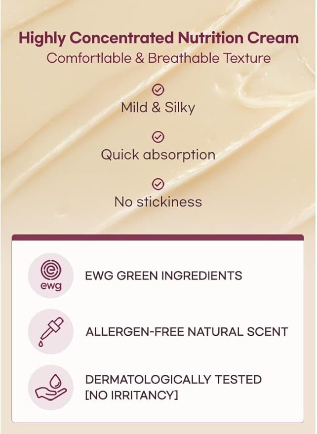 Terrzen Korean Face Cream Age Control Nutrition, 1.69 fl.oz. (50ml), Reduce Wrinkle, Hyaluronic Acid + Plant Stem Cell + Real Protein + Plant Squalane-BrightBean Baby