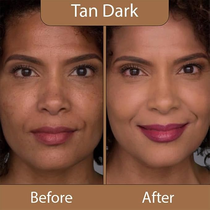 LUMINESS Silk Airbrush Spray Foundation & Buffing Brush Kit – Full Coverage Foundation & Dual-Sided Buffing Brush - Buildable Coverage, Anti-Aging Formula Hydrates & Moisturizes (Shade - Tan Dark)-BrightBean Baby