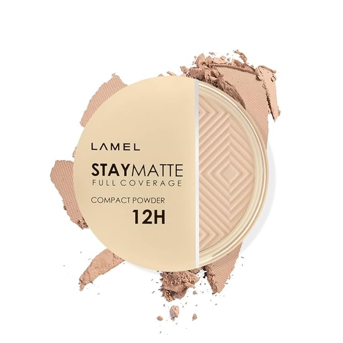 Lamel Stay Matte Compact Powder - Light Natural Coverage - Universal Neutral Undertone - Cruelty Free - Cool Ivory N.402-BrightBean Baby