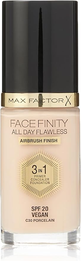 Max Factor Facefinity All Day Flawless 3 In 1 Foundation SPF 20, No. 30 Porcelain-BrightBean Baby