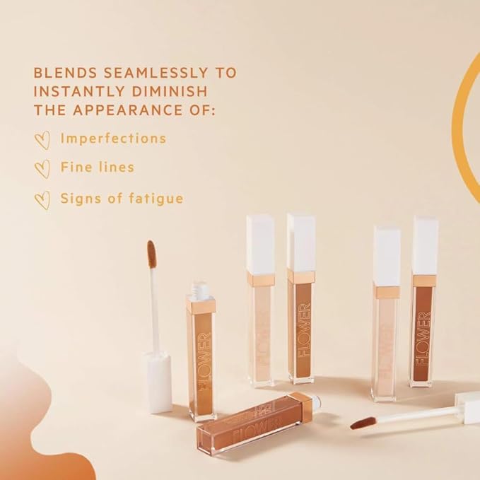 FLOWER BEAUTY By Drew Barrymore Light Illusion Full Coverage Concealer - Diffuse Dark Under Eye Circles + Blurs Blemishes - Weightless Formula + Crease Proof Makeup (Porcelain)-BrightBean Baby