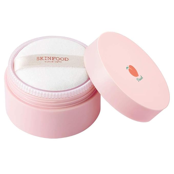 SKINFOOD Peach Cotton Multi Finish Powder 15g - Peach Extract & Calamin Powder Contained Sebum Control Silky Powder for Oily Skin, Sweet Peach Scent with Baby Skin-BrightBean Baby