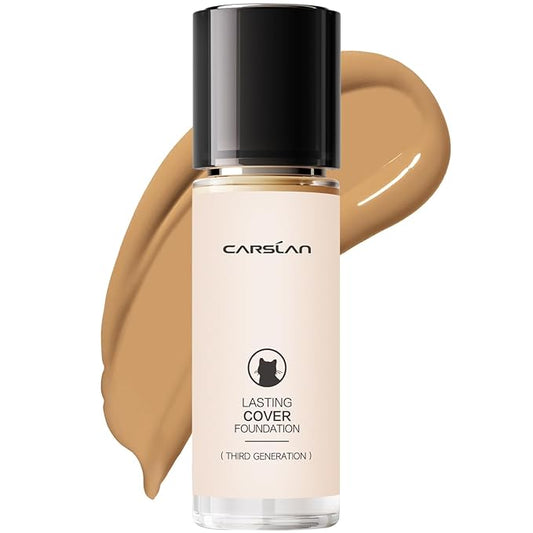 Lasting Cover Foundation, 24H Longlasting Full Coverage Matte Finish Face Makeup, Poreless, Lightweight, Waterproof, Oil Free Liquid Foundation, M02-BrightBean Baby