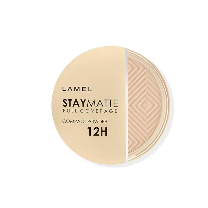 Lamel Stay Matte Compact Powder - Light Natural Coverage - Universal Neutral Undertone - Cruelty Free - Cool Ivory N.402-BrightBean Baby