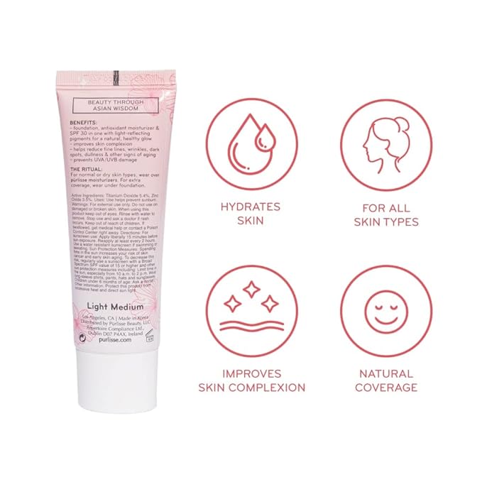 pūrlisse Radiant Glow Illuminating BB Cream with SPF 30 - Glow BB Cream Enriched with Goji & Hawthorn Berry for Dewy Skin - Helps to Improve Skin Texture & Radiance - Fair (1.4 oz)-BrightBean Baby
