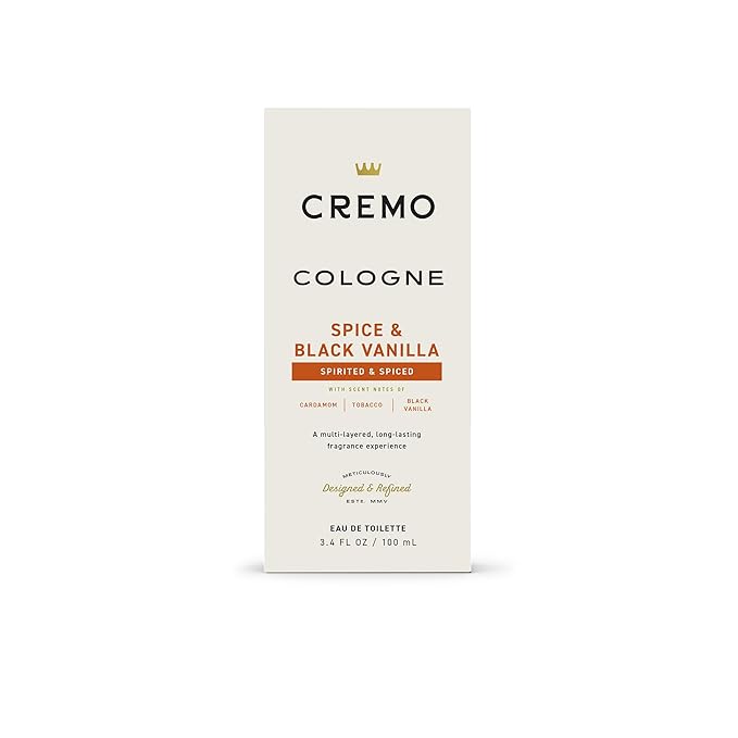 Cremo Cologne for Men - Spice & Black Vanilla Mens Cologne Spray - An Explosion of Vibrant Spices, Dark Woods and Black Vanilla, Fragrances For Men, 3.4 Fl Oz-BrightBean Baby