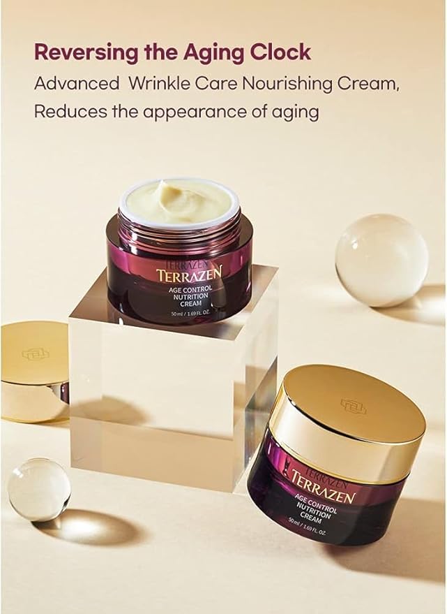 Terrzen Korean Face Cream Age Control Nutrition, 1.69 fl.oz. (50ml), Reduce Wrinkle, Hyaluronic Acid + Plant Stem Cell + Real Protein + Plant Squalane-BrightBean Baby