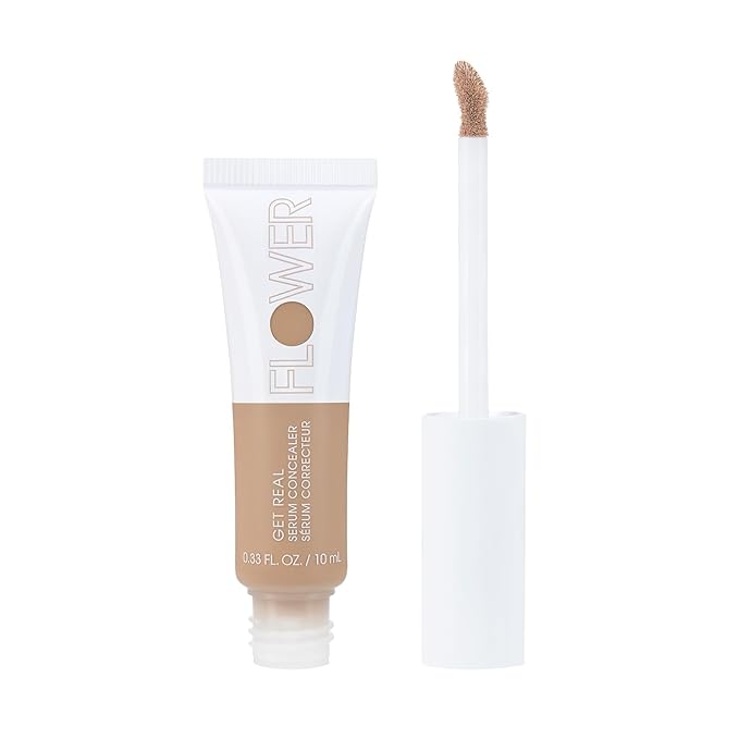 FLOWER BEAUTY By Drew Barrymore Get Real Serum Concealer - Brightens Skin + Blurs Blemishes - Hydrating Serum- Light-BrightBean Baby