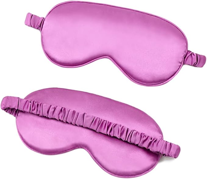 100% Natural Mulberry Soft Silk Sleep Mask, Light Blocking Eye Masks For Sleep, Night Blindfold Eye Mask Cover For Men And Women, Sleeping Night Mask For Travel (Purple)-BrightBean Baby