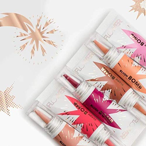 FLOWER Beauty By Drew Barrymore Liquid Blush Makeup Bomb Color Drops -Silky Lightweight Formula + Gel Cream Blush for Cheeks - Radiant + Glossy Finish - Buildable + Lightweight Formula - Cruelty-Free + Vegan (Cinnamon)-BrightBean Baby