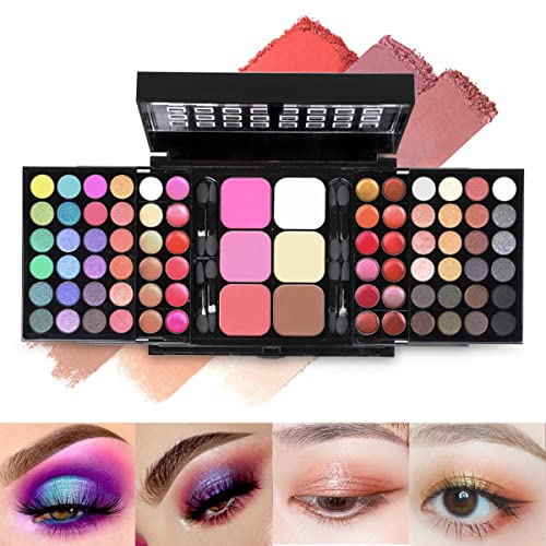 78 Colors Pink Cosmetic Make up Palette Set Kit Combination with Eyeshadows Lip Gloss Blusher Concealer Highlight powder,All-in-One Makeup Kit with Mirror-BrightBean Baby