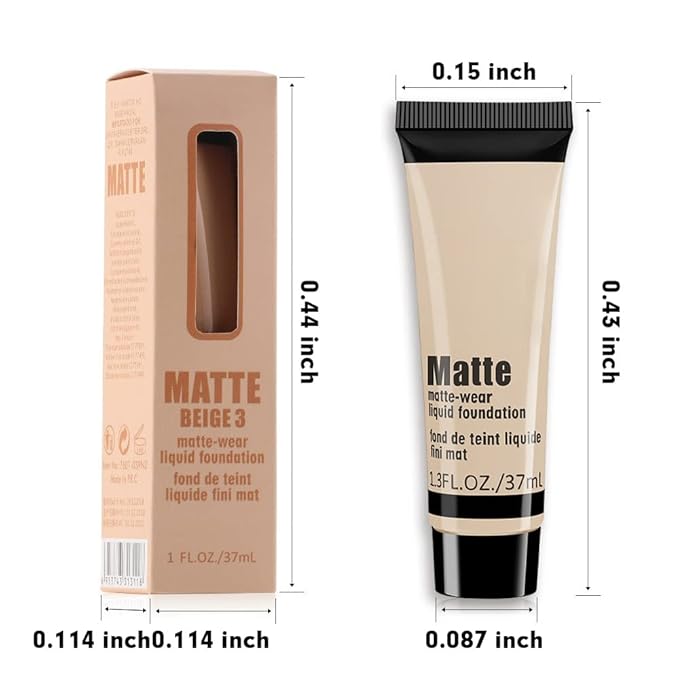 2 Pack Liquid Foundation Cream for Face Makeup,Durable Full Coverage Matte Concealer Make Up,Oil Control & Waterproof Base Primer -1+1 Fl.Oz-BEIGE 4#-BrightBean Baby