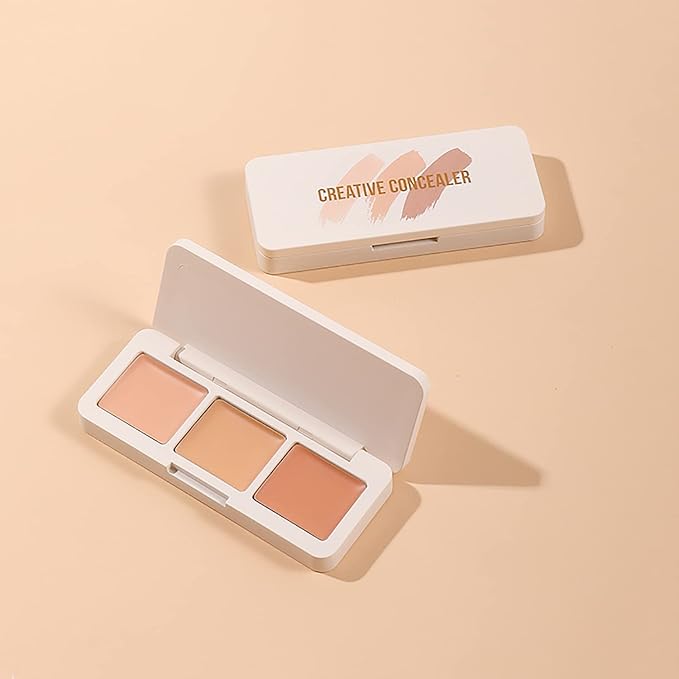 IFiona Tricolor Concealer to Cover Spots,Stains,Acne,Freckles and Brighten Skin Color Concealer Palette-BrightBean Baby