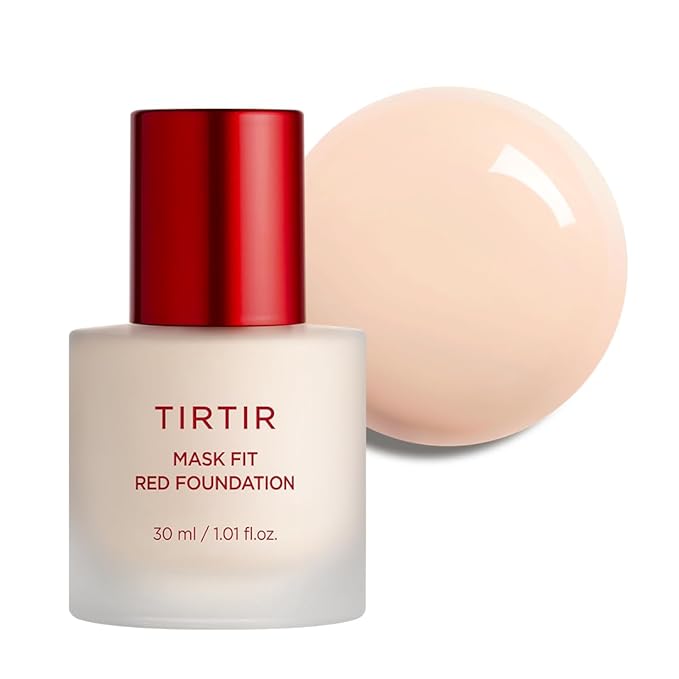 TIRTIR Mask Fit Red FoundationㅣLong Lasting Flawless Coverage, Energy Essence, Lightweight, Hydrating, Pore-Blurring, Breathable Satin Finish, Makeup, Radiant Skin, #15C Fair Porcelain, 1.01 Fl Oz-BrightBean Baby