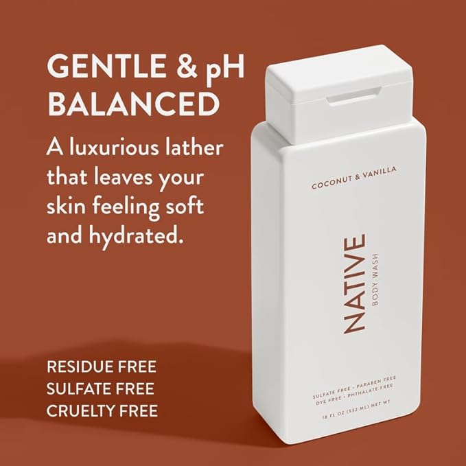 Native Body Wash Contains Naturally Derived Ingredients | for Women & Men, Sulfate, Paraben, & Dye Free Leaving Skin Soft & Hydrated |Coconut & Vanilla, Lavender Rose, & Cucumber Mint, 18 oz Pack of 3-BrightBean Baby