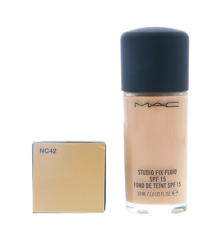 MAC Studio Fix Fluid Foundation SPF5, NC42, 1 Count, 1 Ounce-BrightBean Baby