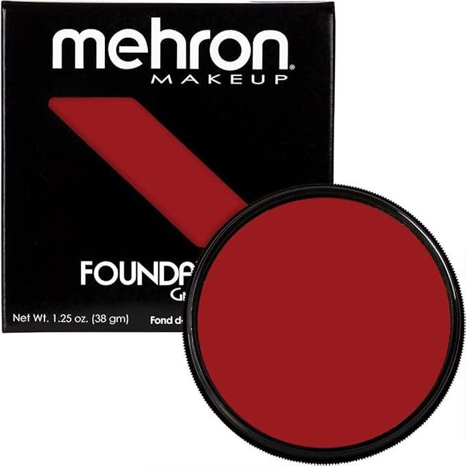 Mehron Makeup Foundation Greasepaint | Stage, Face Paint, Body Paint, Halloween Makeup 1.25 oz (38 g) (RED)-BrightBean Baby