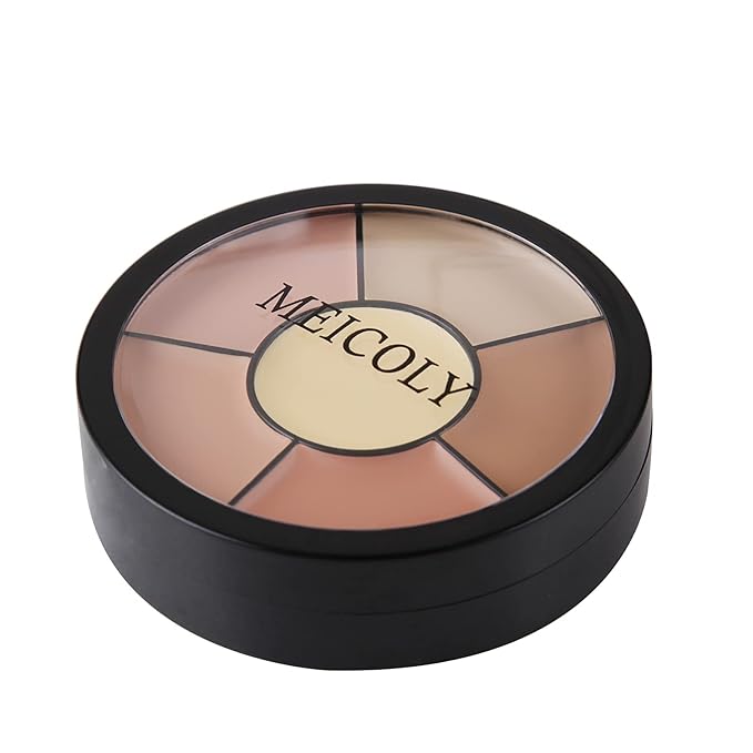 MEICOLY 6 Shades High Coverage Concealer,Tattoo Cover Palette,Cover Bruises, Tattoos, Age Spots, Vitiligo, Birthmarks,with 8 pcs White Makeup Sponges-BrightBean Baby