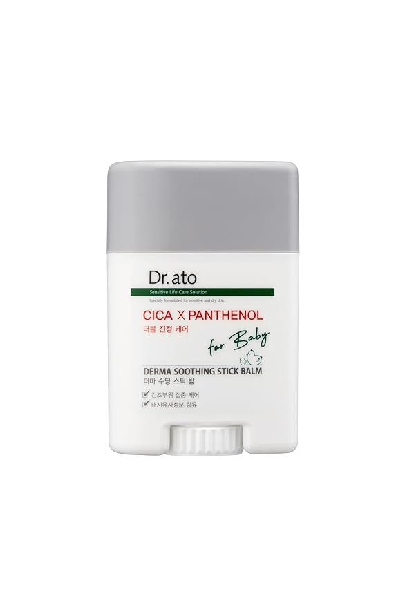 Dr. ato Healing Serum Stick for Dry Face Skin, Chapped Lips, Neck, Elbows, and Knees, Fragrance-Free, Derma Moisturizer Stick with Shea Butter (0.62 Oz)-BrightBean Baby