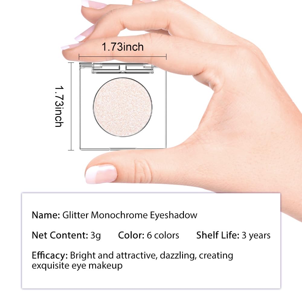Beige White Monochrome Shimmer Eyeshadow Palette Makeup,Long Lasting Naturing-Looking Lightweight Glitter Single Eyeshadow,Neutral Powde Eye Shadow for Older Women-BrightBean Baby