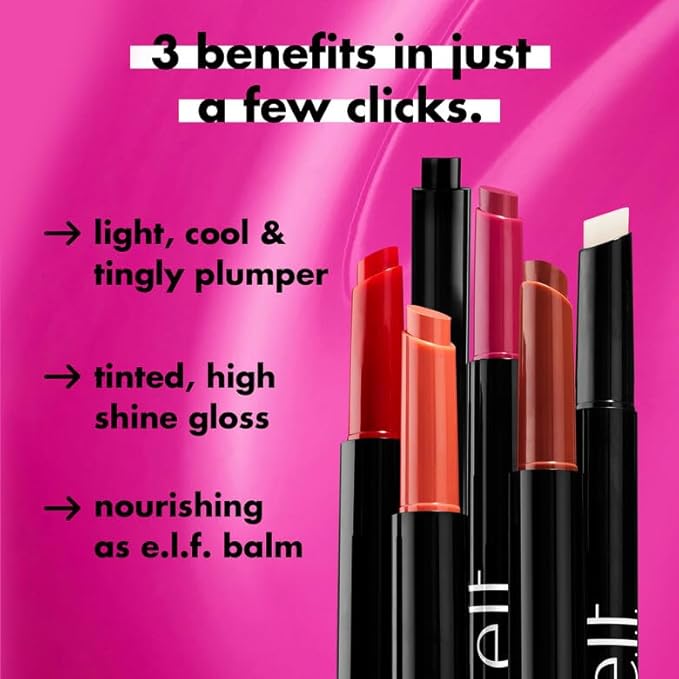 e.l.f. Pout Clout Lip Plumping Pen, Nourishing Lip Balm For Sheer Color & Shine, Plumps & Moisturizes, Vegan & Cruelty-Free, Toasted-BrightBean Baby