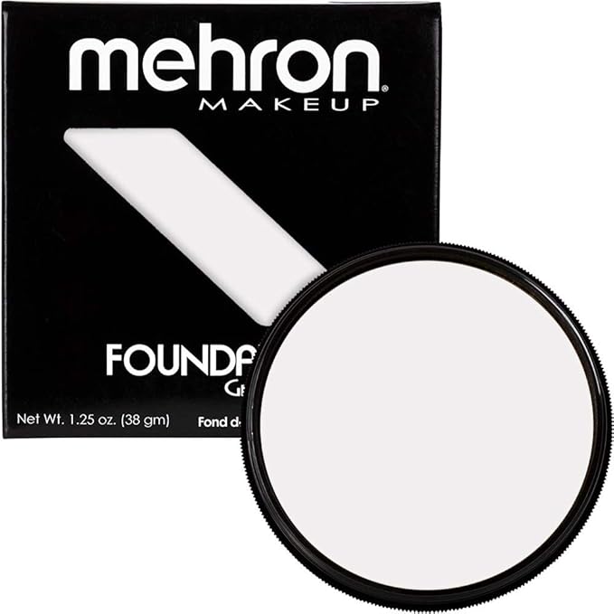 Mehron Makeup Foundation Greasepaint | Stage, Face Paint, Body Paint, Halloween Makeup 1.25 oz (38 g) (WHITE)-BrightBean Baby