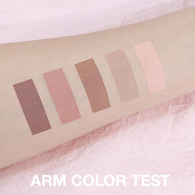 5 Colors Matte Eyeshadow Makeup Palette,Nude Pink Light Dark Brown Highly Pigmented Natural Neutral Eye Shadow Palette,Long Lasting Waterproof Naturing-Looking Women Girls Eye Shadow,Blendable
