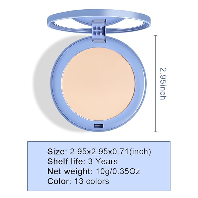 evpct Kaely Oil Control Pressed Face Powder, Get Smooth Flawless Fine Lines and Lightweight Finishing Foundation, Control Shine Long Lasting Waterproof Face Setting Powder Cosmetic, 09 Porcelain-BrightBean Baby