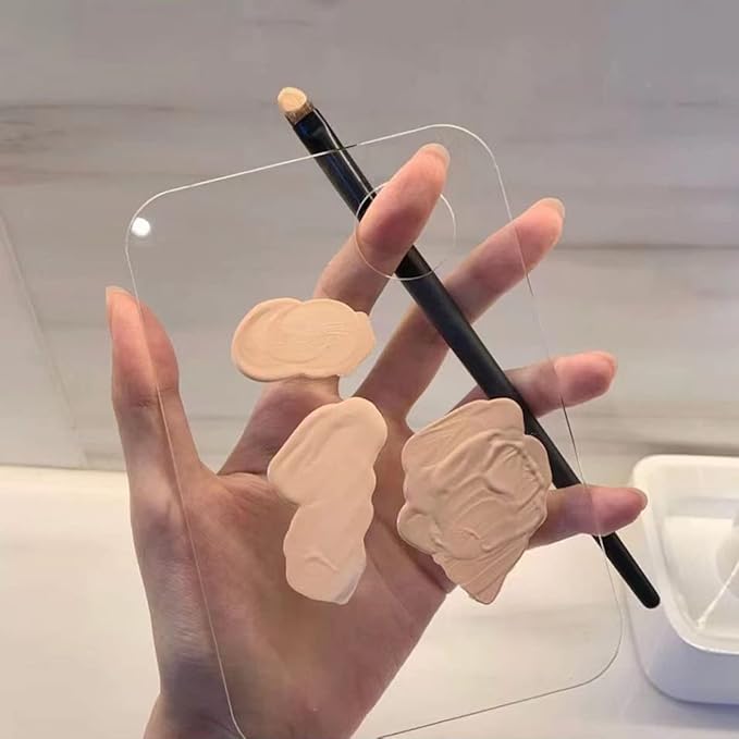 Acrylic Cosmetic Makeup Palette, 2 Pack Makeup Mixing Palette, Foundation Palette with Spatula Tool for Nail Art Eye Shadow Eyelash Makeup Professional Pigment Blending-BrightBean Baby