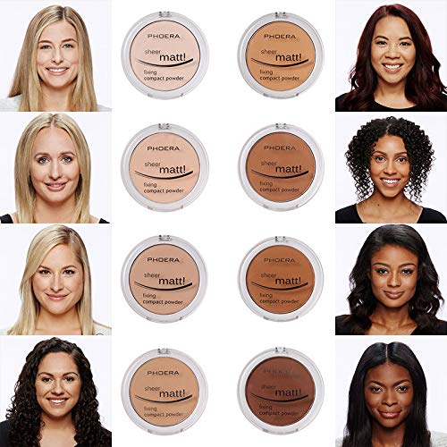 2 Pack PHOERA Matte Face Powder, Control Oil Brighten Skin Color Cover Blemish Makeup Face Setting Setting Powder 。 201-Translucent-BrightBean Baby