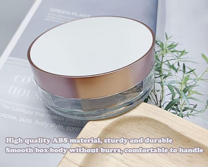 AKOAK Capacity 15ml(0.5 oz) No Leaks Empty Reusable Plastic Loose Powder Compact Container DIY Makeup Powder Case with Sponge Powder Puff, Elasticated Net Sifter and Threaded Screw Lid (White)-BrightBean Baby