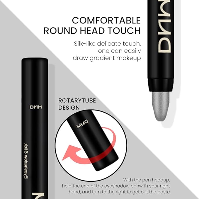 Kaely 2Pcs Cream Eyeshadow Stick Set for Eyes,Dazzling Grey & Silver Shimmer Pen,Eye Brightener Halloween Makeup,sombras para ojos,Smooth Eye Shadow Highlighter Crayon Pencil Waterproof,02+16