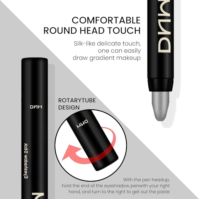 Kaely 2Pcs Cream Eyeshadow Stick Set for Eyes,Pearl White & Pearl Black Shimmer Pen,Eye Brightener Halloween Makeup,sombras para ojos,Smooth Eye Shadow Highlighter Crayon Pencil Waterproof,01+03