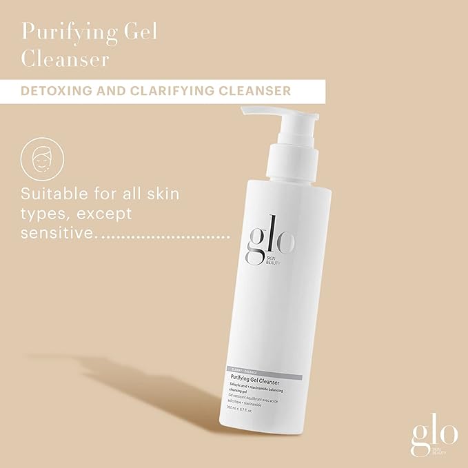 Glo Skin Beauty Purifying Gel Cleanser - Salicylic Acid + Niacinamide Face Wash Balances Skin, Targets Clogged Pores, Excess Oil & Breakouts - Gently Exfoliates & Minimizes Appearance of Fine Lines-BrightBean Baby