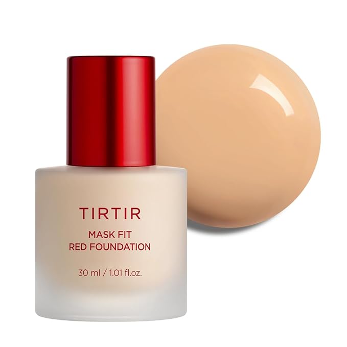 TIRTIR Mask Fit Red FoundationㅣLong Lasting Flawless Coverage, Energy Essence, Lightweight, Hydrating, Pore-Blurring, Breathable Satin Finish, Makeup, Radiant Skin, #24N Latte, 1.01 Fl Oz-BrightBean Baby