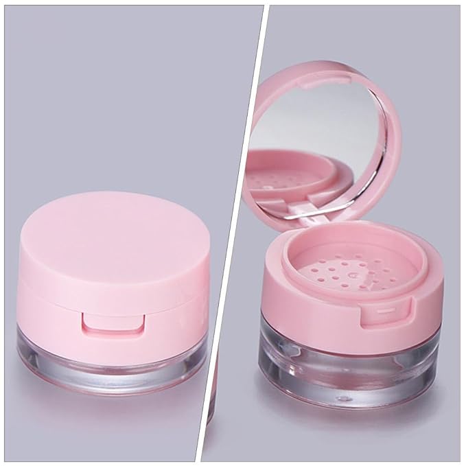 minkissy 2 Sets Powder Box Mini Containers Loose Cosmetic Cases for Traveling Foundation Makeup Powder Women Cosmetic Supply Powder Case Bulk Makeup Pink Flash Body Powder 3g Abs-BrightBean Baby