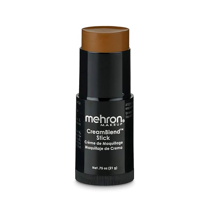 Mehron Makeup CreamBlend Stick | Face Paint, Body Paint, & Foundation Cream Makeup | Body Paint Stick Perfect for Halloween .75 oz (21 g) (Dark 1)-BrightBean Baby