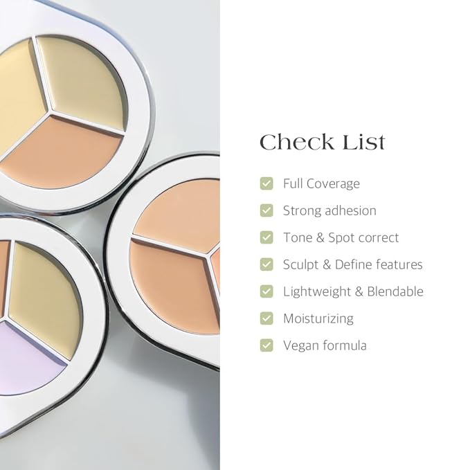 Dr.Althea Dear.A Perfect Cover Concealer Palette - Vegan Fomula, Conceal, Cover, Correct, Contour, Highlight, Multi concealer balette, Finger puff included (C02)-BrightBean Baby