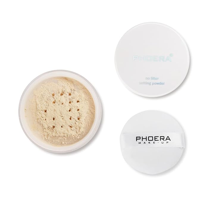 PHOERA Setting Powder Controls Oil,Setting Powder Makeup Light,Loose Powder Makeup Coverage,Loose Setting Powder Mini,0.17oz (Big02# Cool Beige)-BrightBean Baby