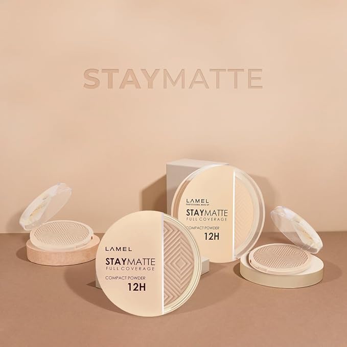 Lamel Stay Matte Compact Powder - Light Natural Coverage - Universal Neutral Undertone - Cruelty Free - Natural - N.403-BrightBean Baby