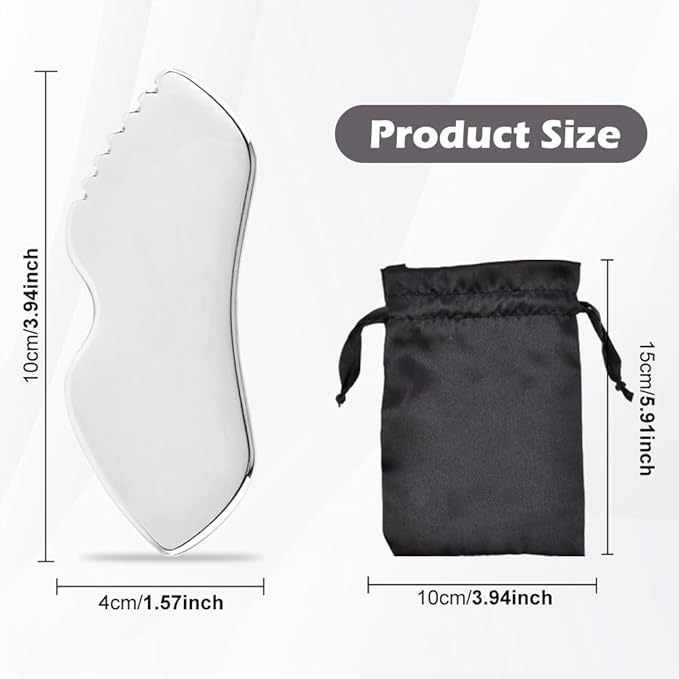 Stainless Steel Gua Sha Facial Tools, Upgrade Gua Sha for Facial Skin, Portable Eyes Neck Massage, Metal Gua Sha Tighten Skin Massage Guasha Beauty Tool-BrightBean Baby