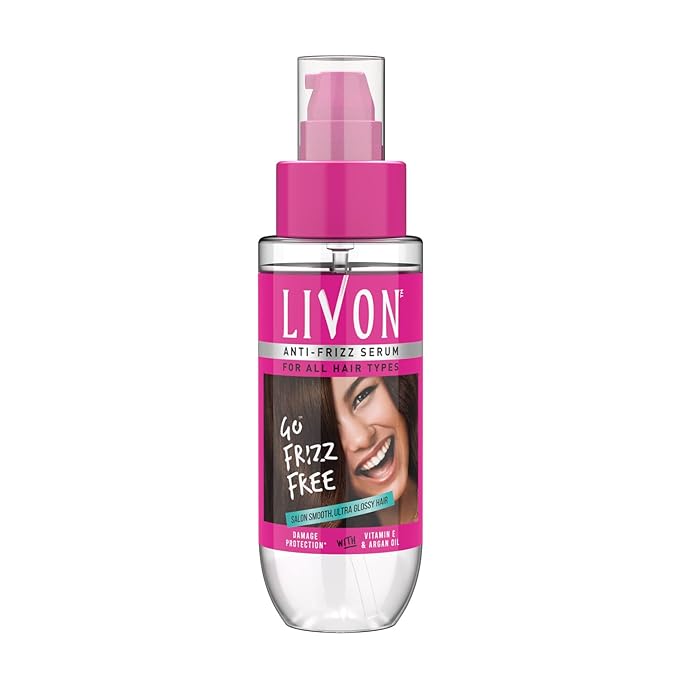 Livon Hair Serum for Men & Women | Frizz-free, stronger and shinier hair | Sulphate & Paraben free| For All Hair Types | Lightweight & Non Greasy | Enriched with Argan Oil & Vitamin E | 3.3 Fl.Oz-BrightBean Baby