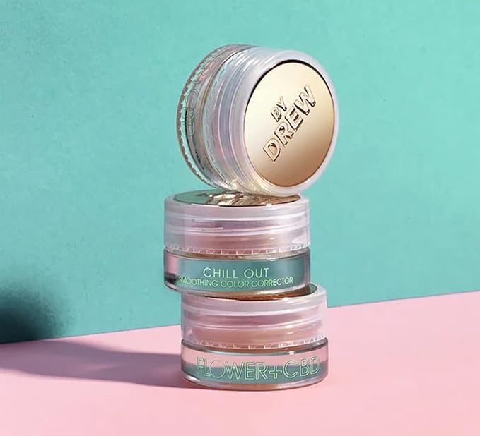 FLOWER Beauty By Drew Barrymore Chill Out Smoothing Color Correcting Cream - Conceals + Brightens Dark Circles - Hydrates + Moisturizes Skin - Makeup Infused With Vitamin E + Jojoba (Deep Peach)-BrightBean Baby