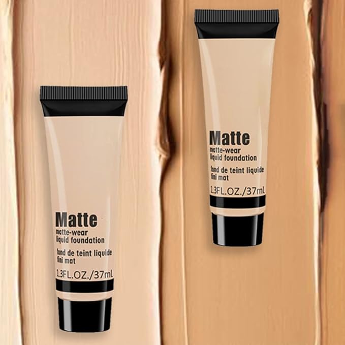 2 Pack Liquid Foundation Cream for Face Makeup,Durable Full Coverage Matte Concealer Make Up,Oil Control & Waterproof Base Primer -1+1 Fl.Oz-BEIGE 2#-BrightBean Baby
