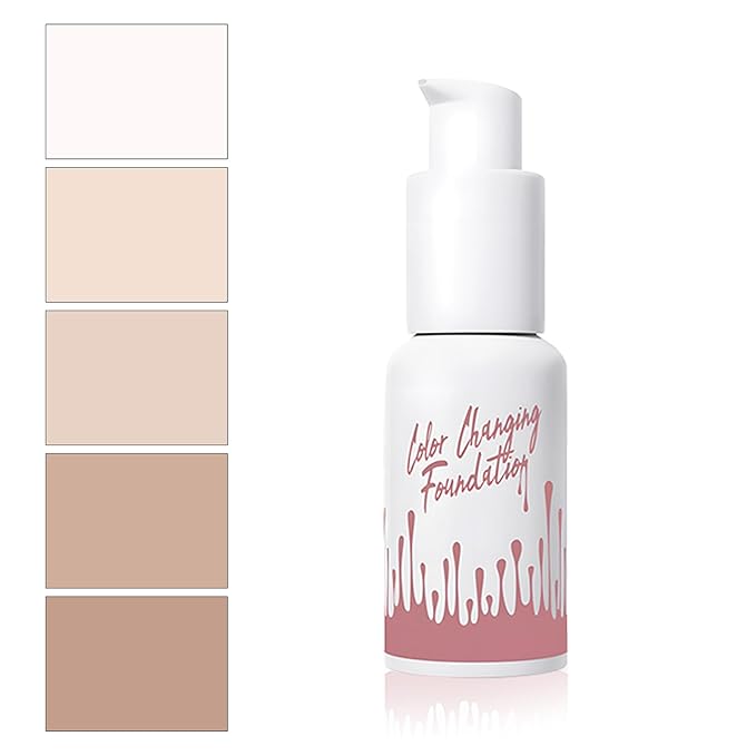 Color Changing Foundation Liquid, Skintone Matching Foundation, Full Coverage, Long Lasting, Lightweight Coverage, Oil Free and Silicon Free, Double Wear, Lightening, Sweat and Water Resistant-BrightBean Baby